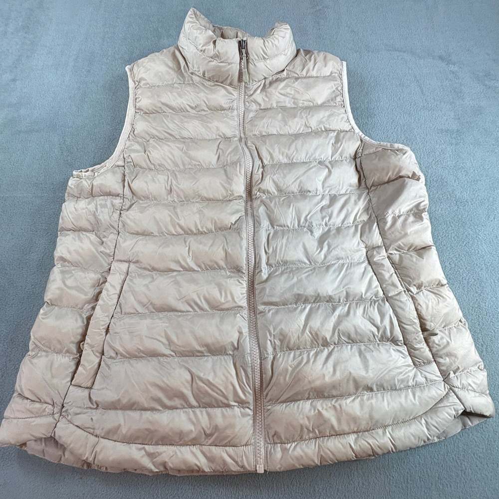32 Degrees Heat Womens Puffer Vest Champagne Beige Quilted Full Zip XL T2414208